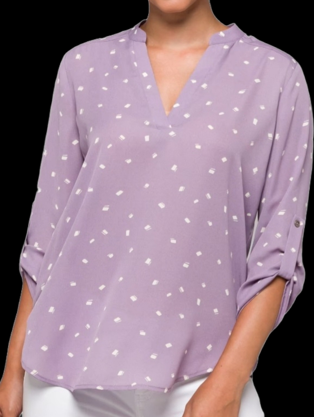 Light Lavender Notch-Neck Tunic Blouse